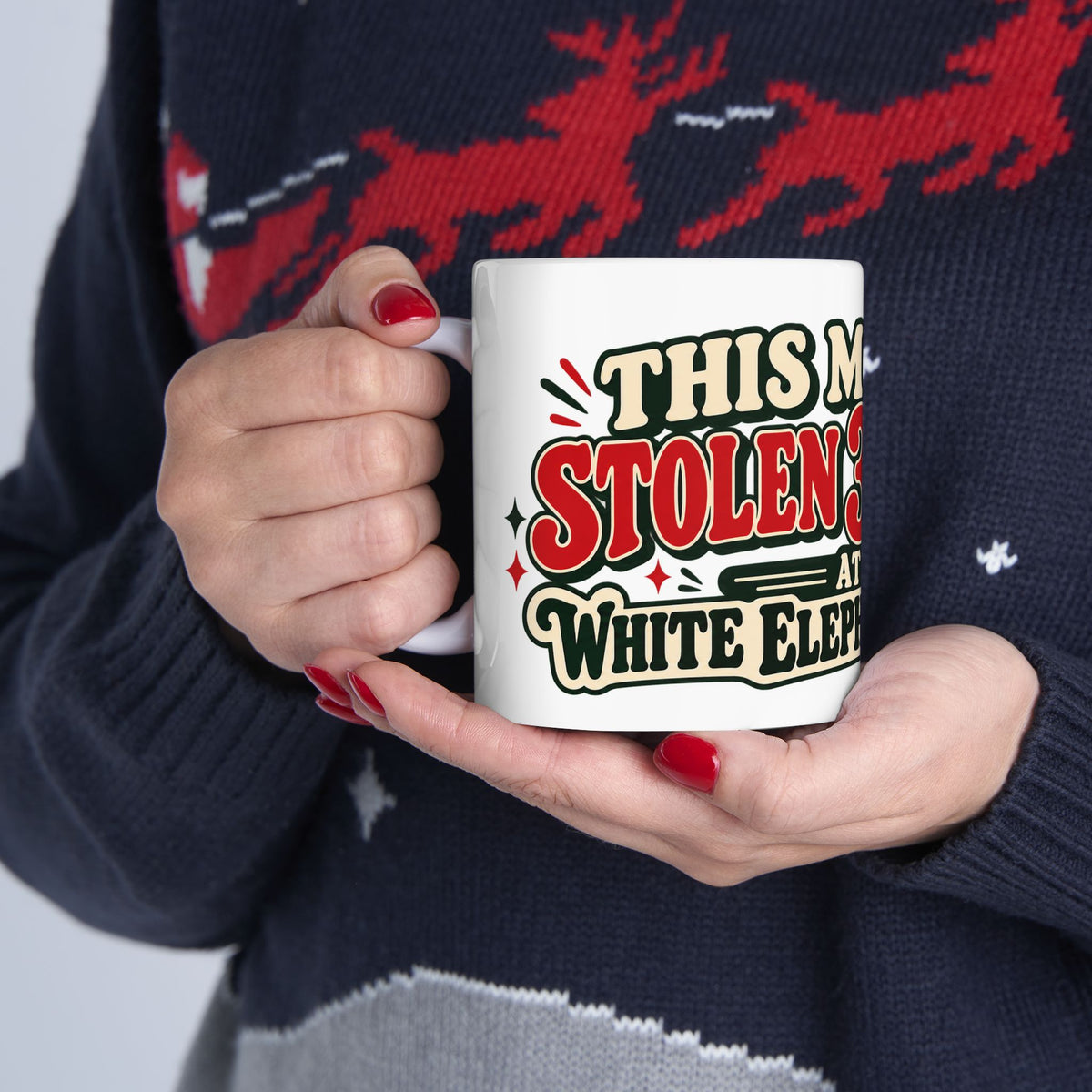 White Elephant Gift Mug, Funny Stolen 3 Times Coffee Mug, Office Gift Exchange, Secret Santa Coworker Gift, 11oz Christmas Mug