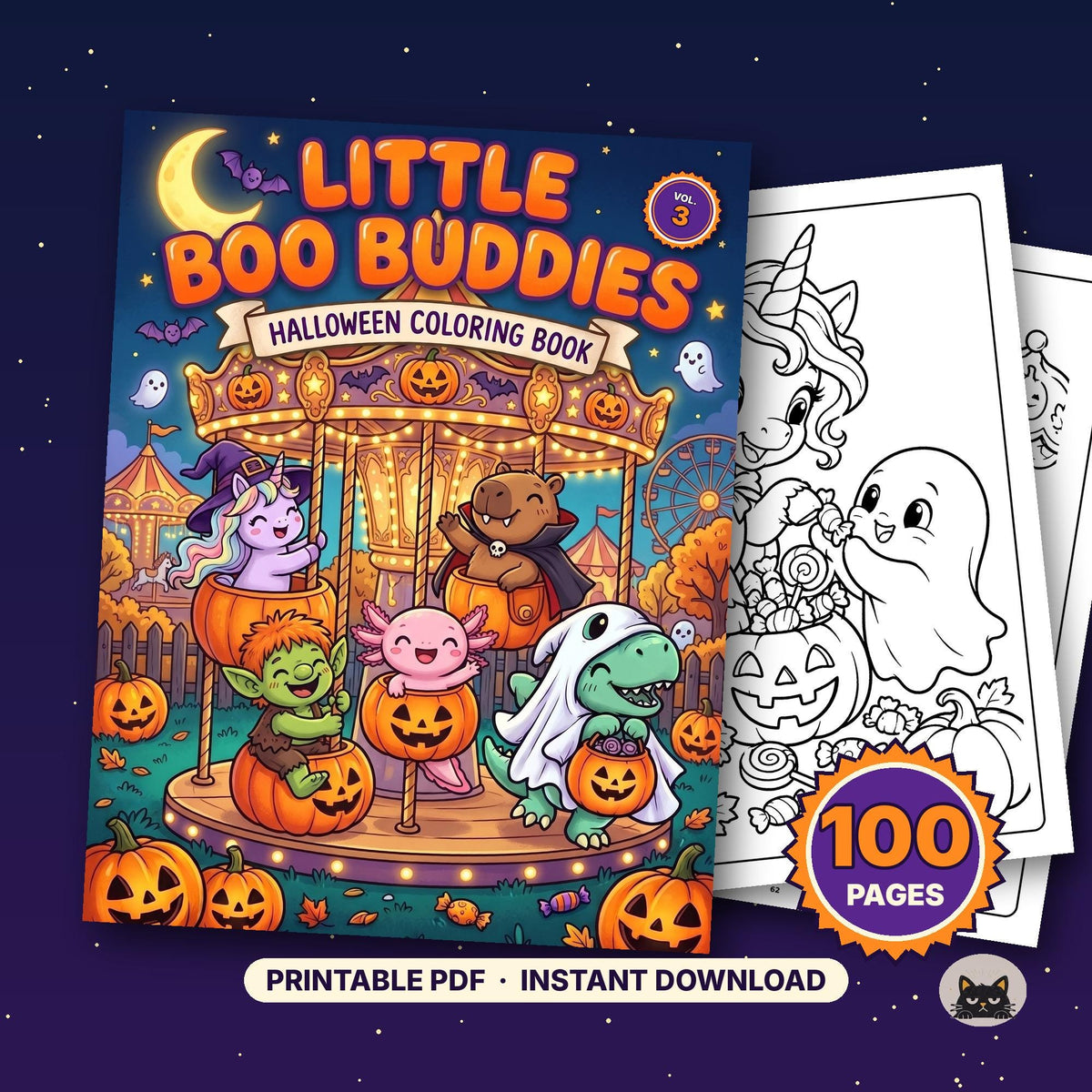 Printable Halloween Coloring Pages for Kids Vol 3 – printable coloring page preview 1 by SarcasmArt