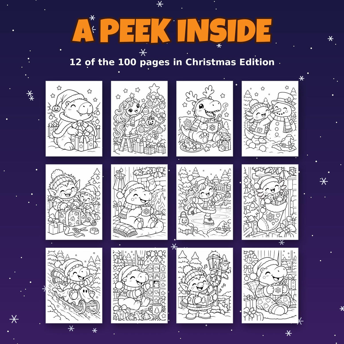 Christmas Coloring Pages for Kids – printable coloring page preview 4 by SarcasmArt