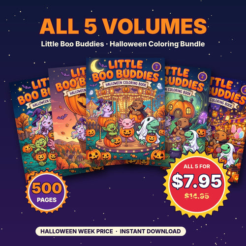 Halloween Coloring Pages Bundle for Kids – printable coloring page preview 1 by SarcasmArt