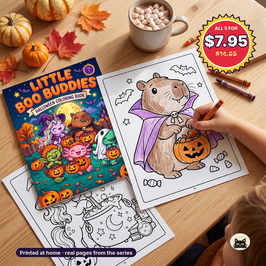 Halloween Coloring Pages Bundle for Kids – printable coloring page preview 8 by SarcasmArt