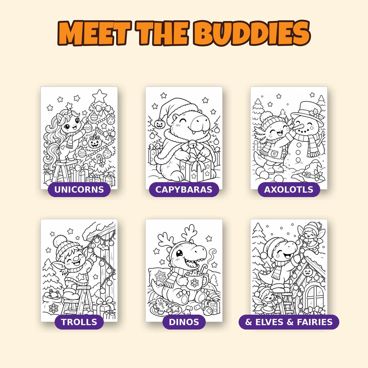 Christmas Coloring Pages for Kids – printable coloring page preview 5 by SarcasmArt