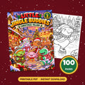 Christmas Coloring Book for Kids – Little Jingle Buddies Vol 2 Christmas Village cover, 100 printable pages