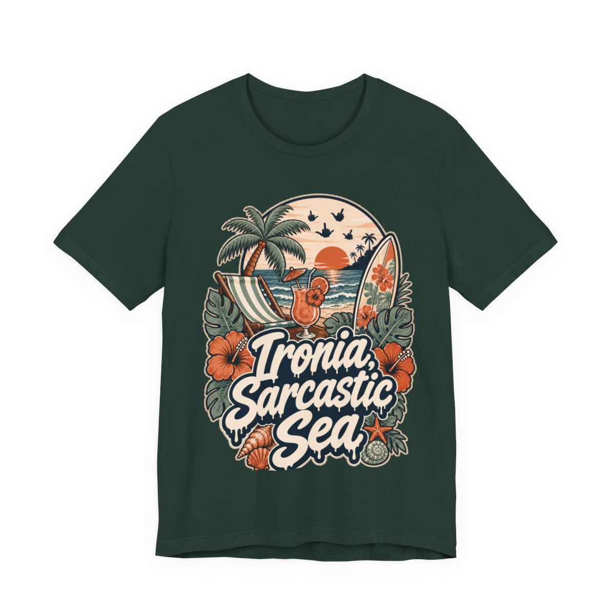 Sarcastic Beach Shirt in Forest - original SarcasmArt design, printed on demand