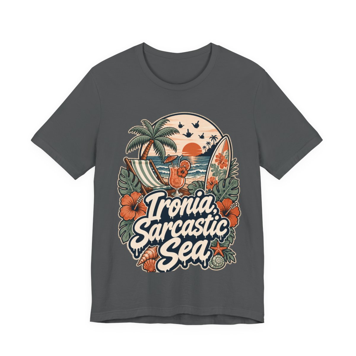 Sarcastic Beach Shirt in Asphalt - original SarcasmArt design, printed on demand
